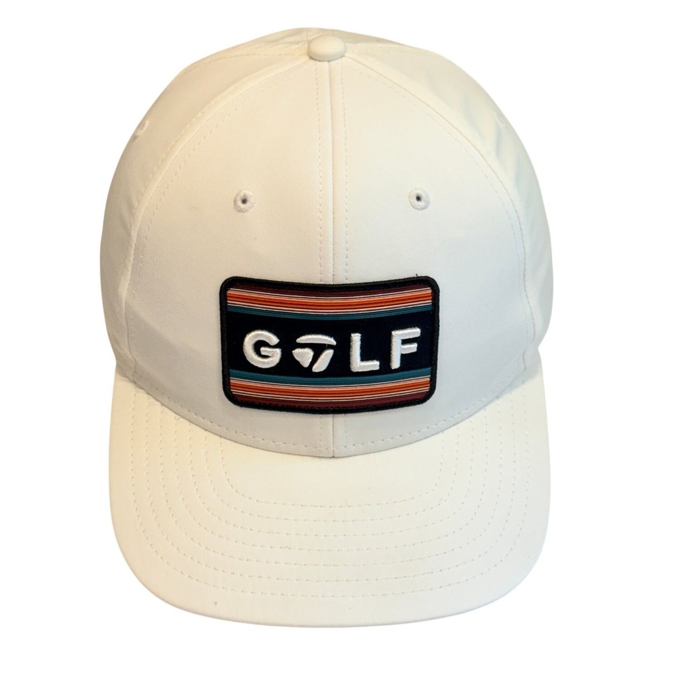 TaylorMade Golf Hat Men's Adjustable Snapback White Performance Patch Cap - Picture 2 of 9